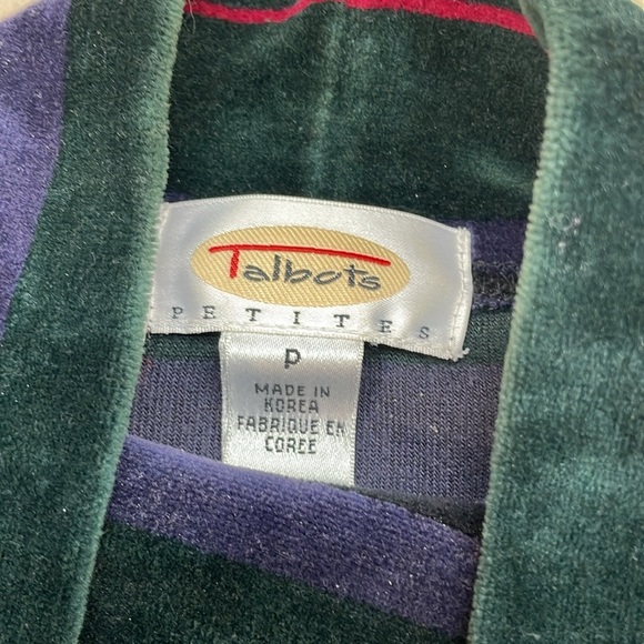 Talbots Petites Women’s Striped Top Velvet Sweater Mock Neck Long Sleeve Size P - Picture 8 of 9